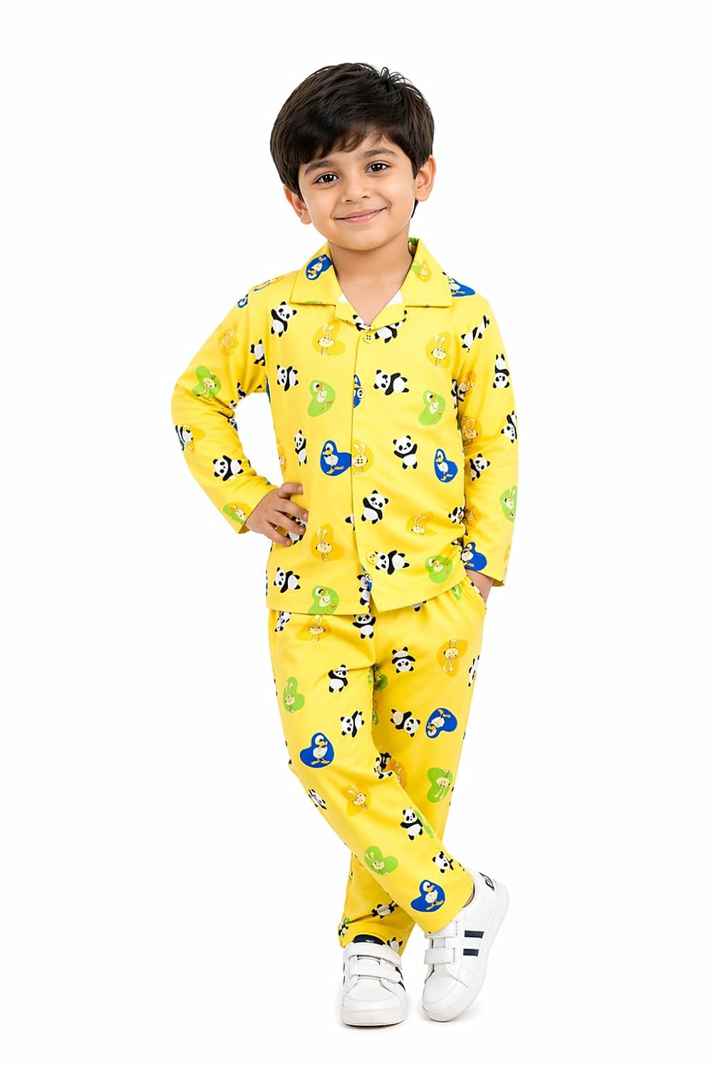 Rudra Unisex Premium Nightsuit Set, Co-ord Set, Yellow, Cute Panda & Duck Print, Long Sleeve Shirt and Pyjama, Boys Girls ... - Review, Price and Buying Guide