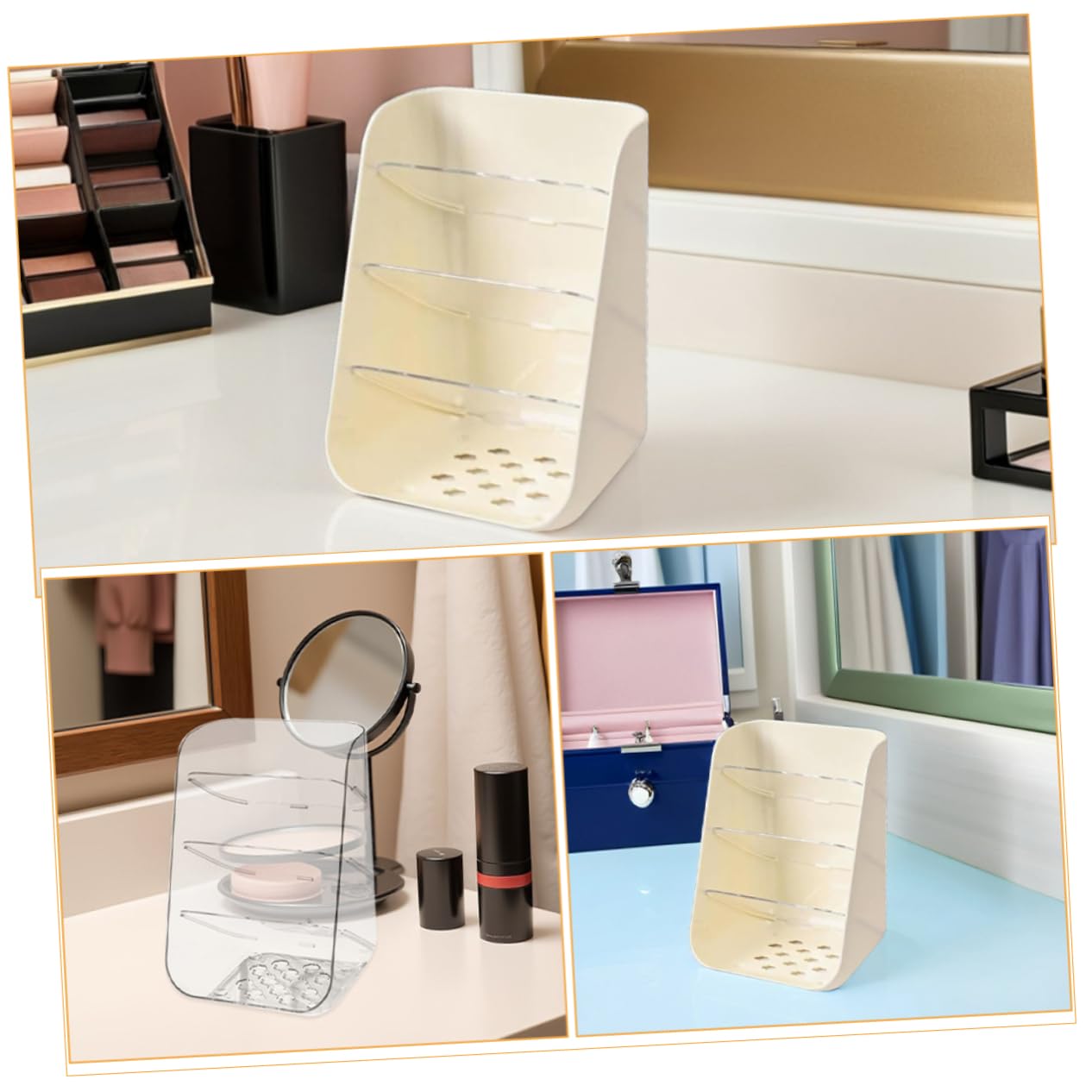 Sewroro Organizadores de Escritorio Porta Pinceles Transparentes con Base Estable para Lápices y Cosméticos, 2 Piezas para Oficina o Dormitorio