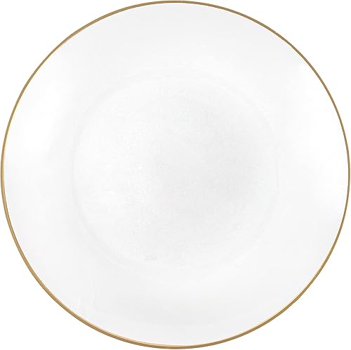 Miniatura 2 de PLASTICPRO 30 Pack Platos de Plástico Martilleados Platos de Plástico Desechables Pesados Platos de Fiesta Elegantes Transparentes Blancos con Borde