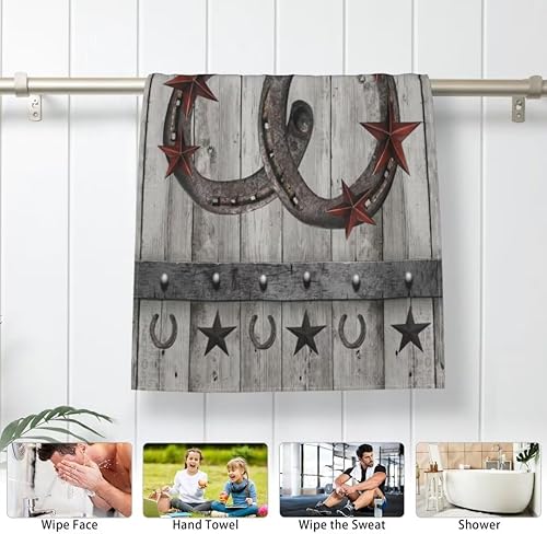 Miniatura 5 de Texas Star - Juego de 2 toallas de mano vintage para puerta de granero, suaves y absorbentes, toallas de cocina rústicas y oxidadas, de madera de