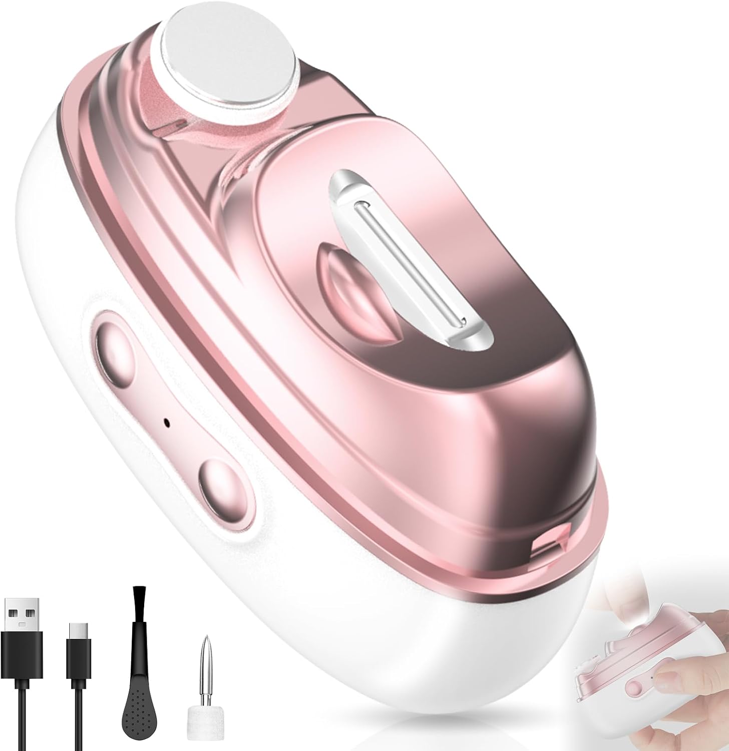 4-in-1 Electric Nail Clipper with Nail File,Automatic Smart Nail Clippers for Adults-2 Speeds with Nail Scraps Storage,USB Rechargeable Safety Fingernails/Toenails for Baby,Children,Kids,Adult