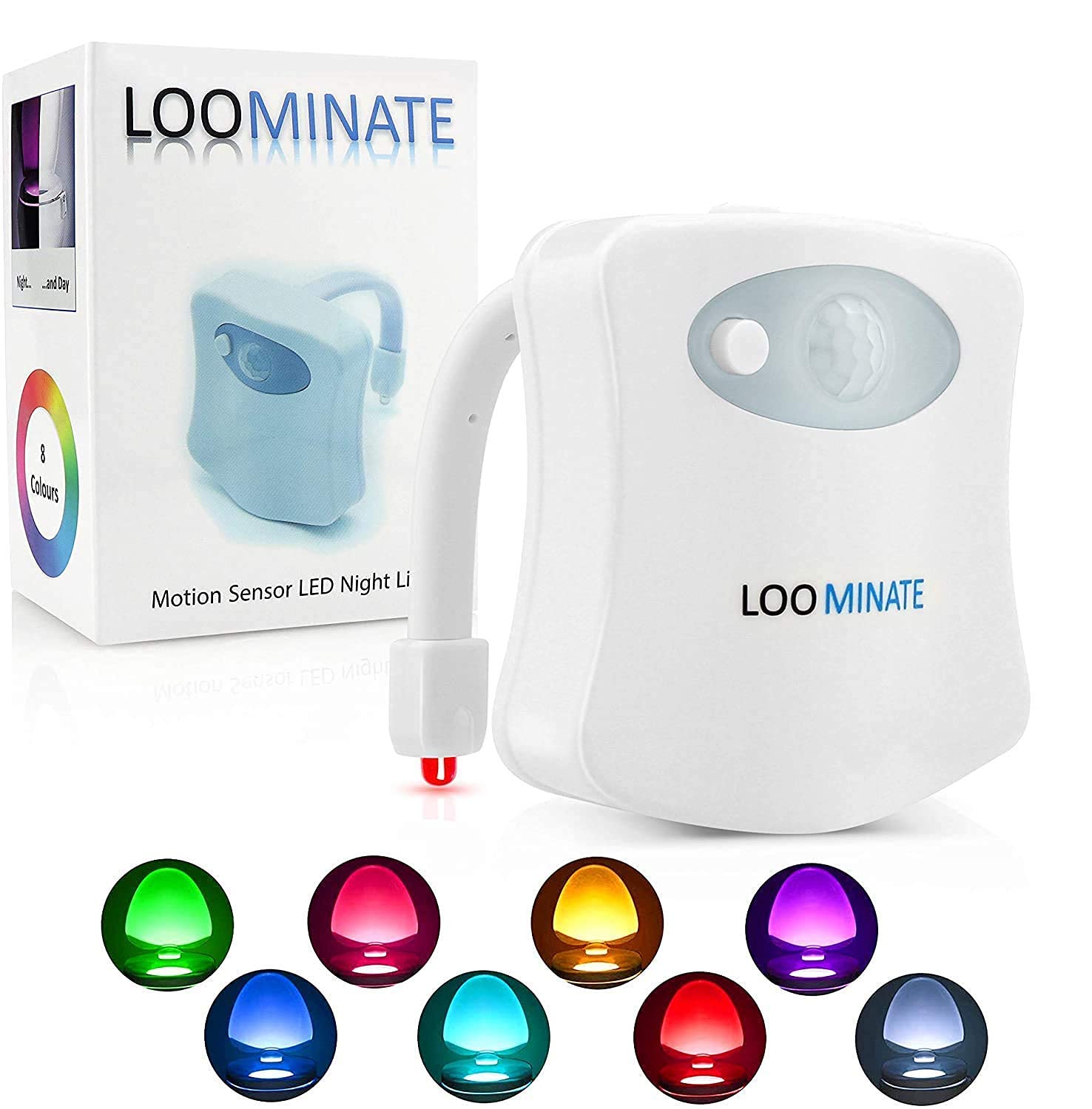 The Glowhouse Multicolour The Loominate Toilet Bowl Night Light Gadget Upgraded Premium Led Motion Sensor - 8 Colours & Colour Changing - Fits All Toilets - Easy Installation