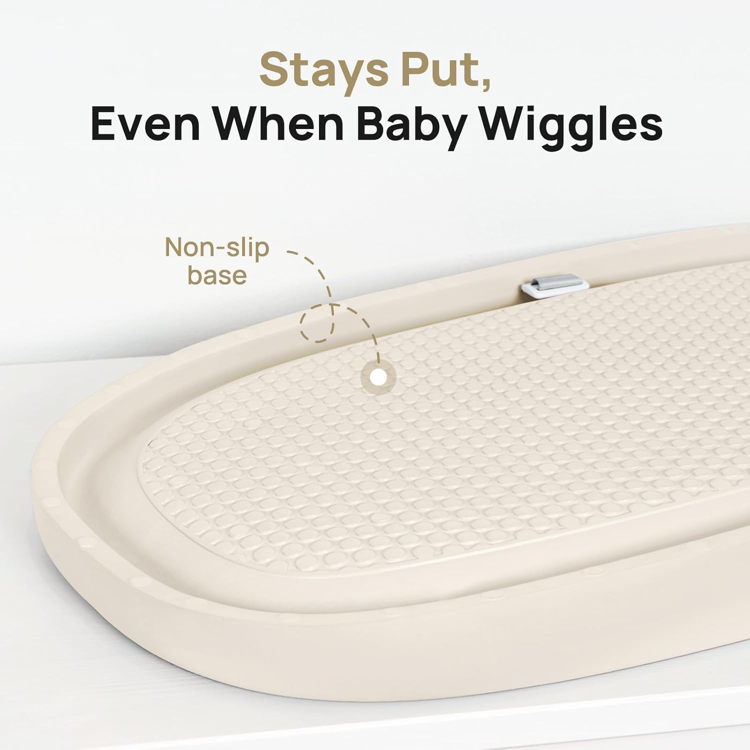Papablic Baby Changing Pad – Soft & Wipeable Diaper Changing Table Mat for Dresser Bed Sofa, Built-in Safety Belt, Non-Slip, Waterproof, Easy to Clean – Ideal Gift for New Parents (Beige)