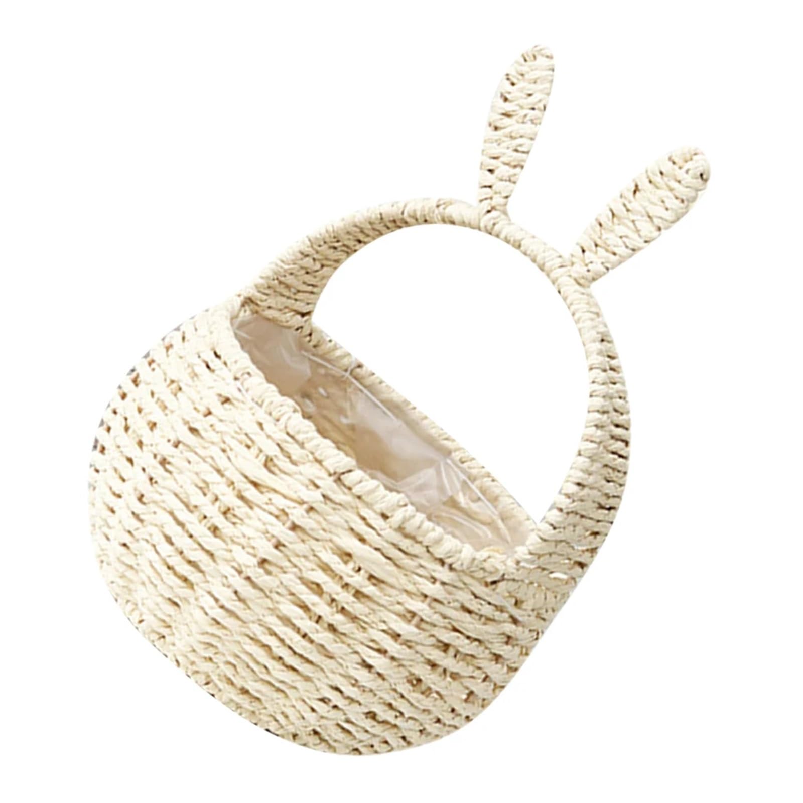 Yonmledo One Color Chicken Egg Holder 2Pc Rabbit Food Basket Paper Rope Woven Candy Eggs Baskets Handheld Flower Easter Party Treats