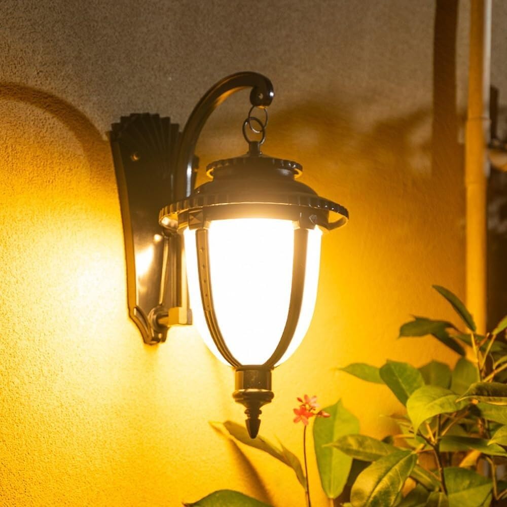 Wejścia Lampa Zewnętrzna Wodoodporne Zewnętrzne Lampy Ścienne Aluminiowe Kinkiety E27 Szklana Latarnia Ogrodowa Lampa Ścienna Na Taras Balkon Oświetlenie Ogrodu(Black,4 Pack)