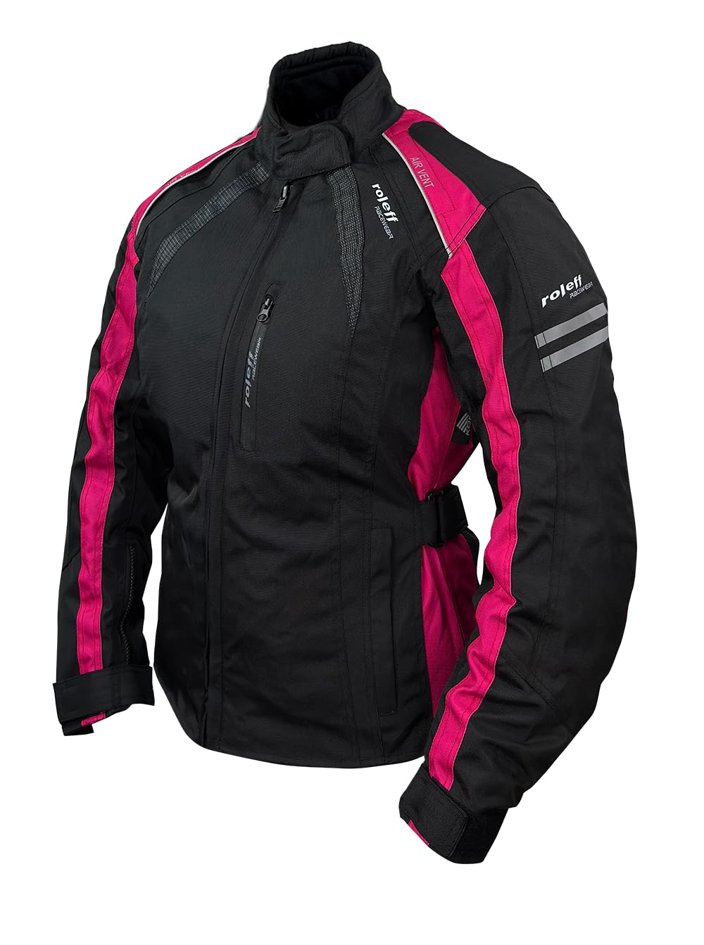 ROLEFF RO982 - Chaqueta de moto para mujer, color negro y rosa, impermeable, transpirable, con protecciones, tallas XS a 5XL, ideal para turismo y uso diario, negro / rosa, M