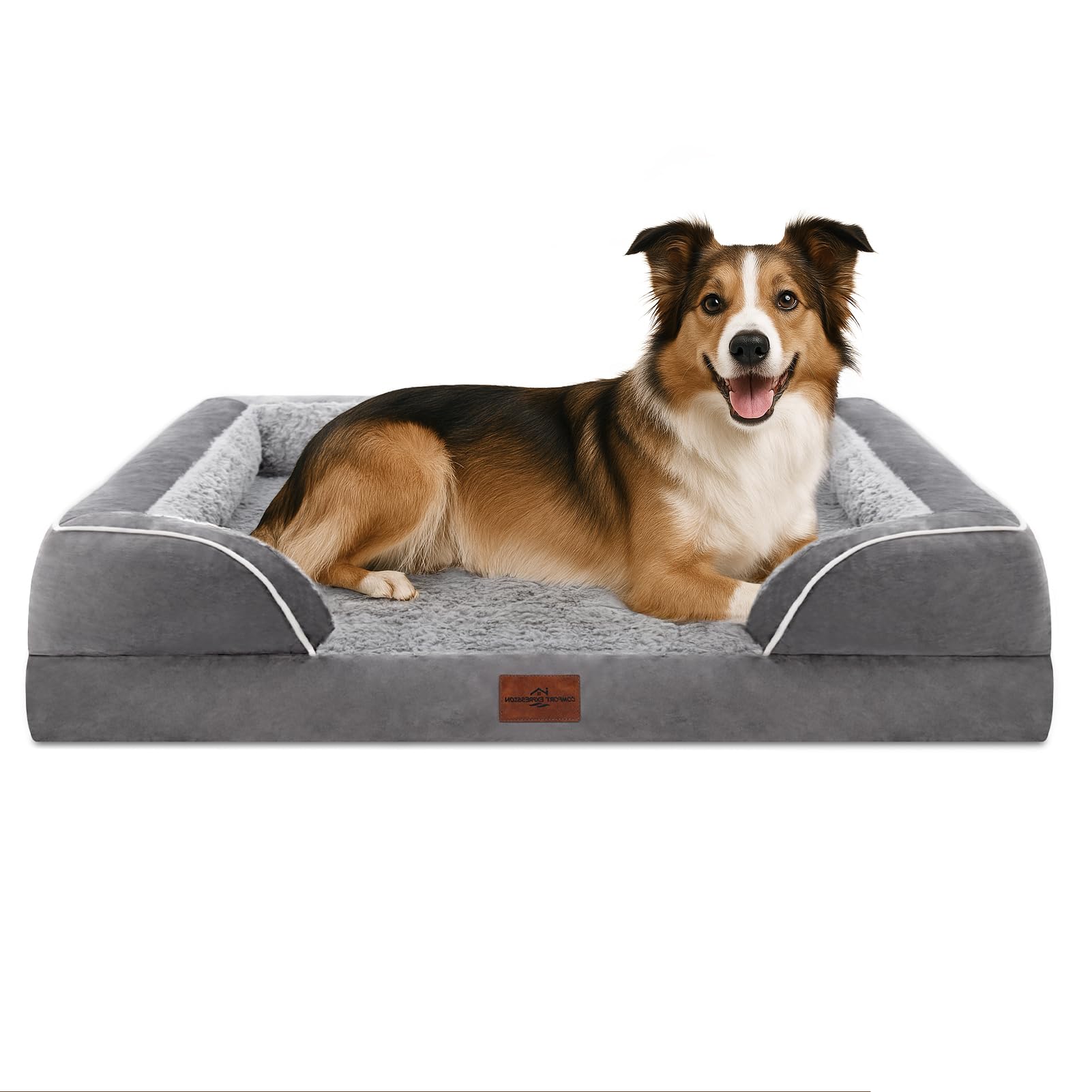 Comfort Expression Large Dog Bed, Waterproof Orthopedic Dog Sofa Bed Large Durable Comfy Pet Bed with Washable Removable Cover & Non-Slip Bottom