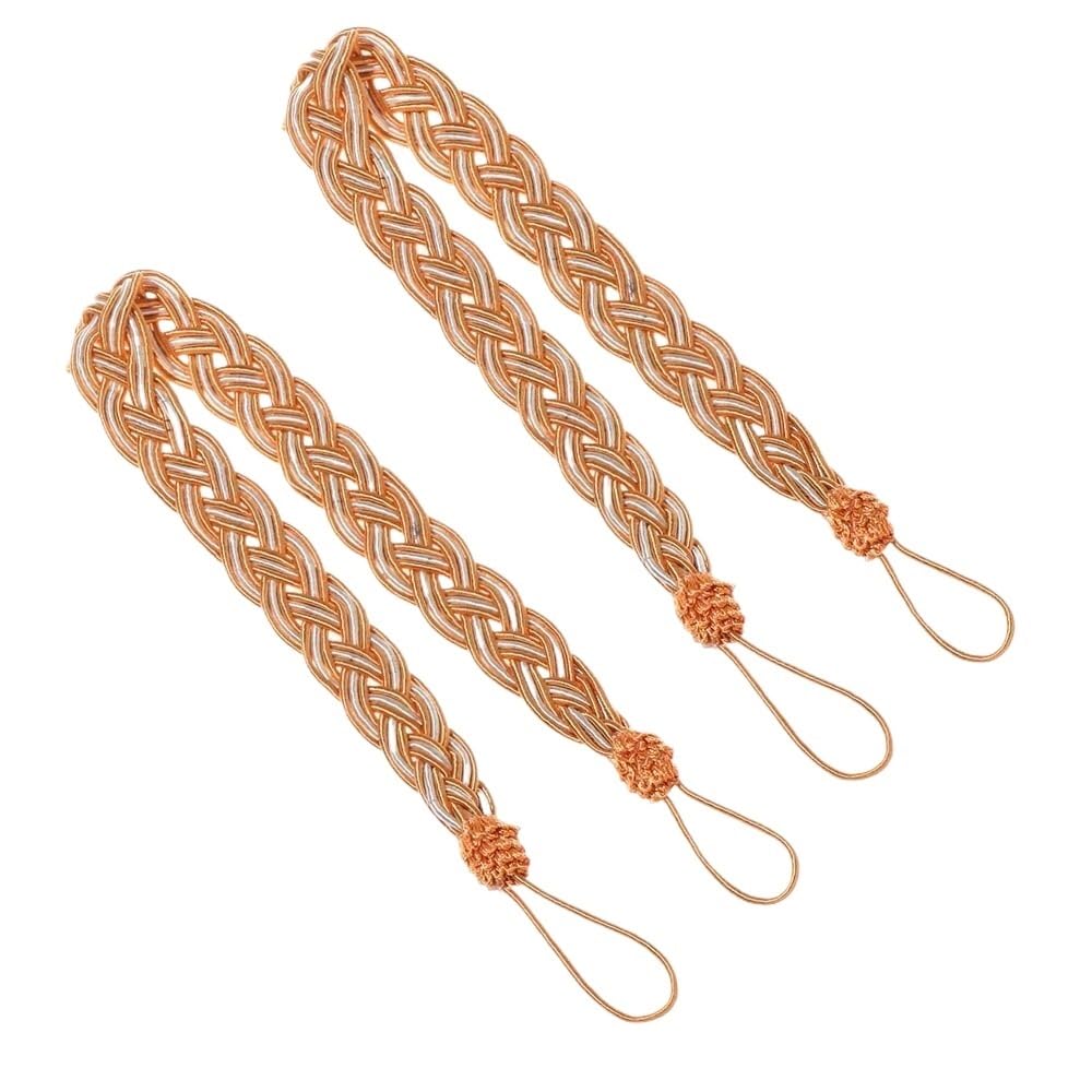 2PCS Braided Satin Rope Curtain Tie Backs Tiebacks Holdbacks Voile Strap(Dark goldenrod)