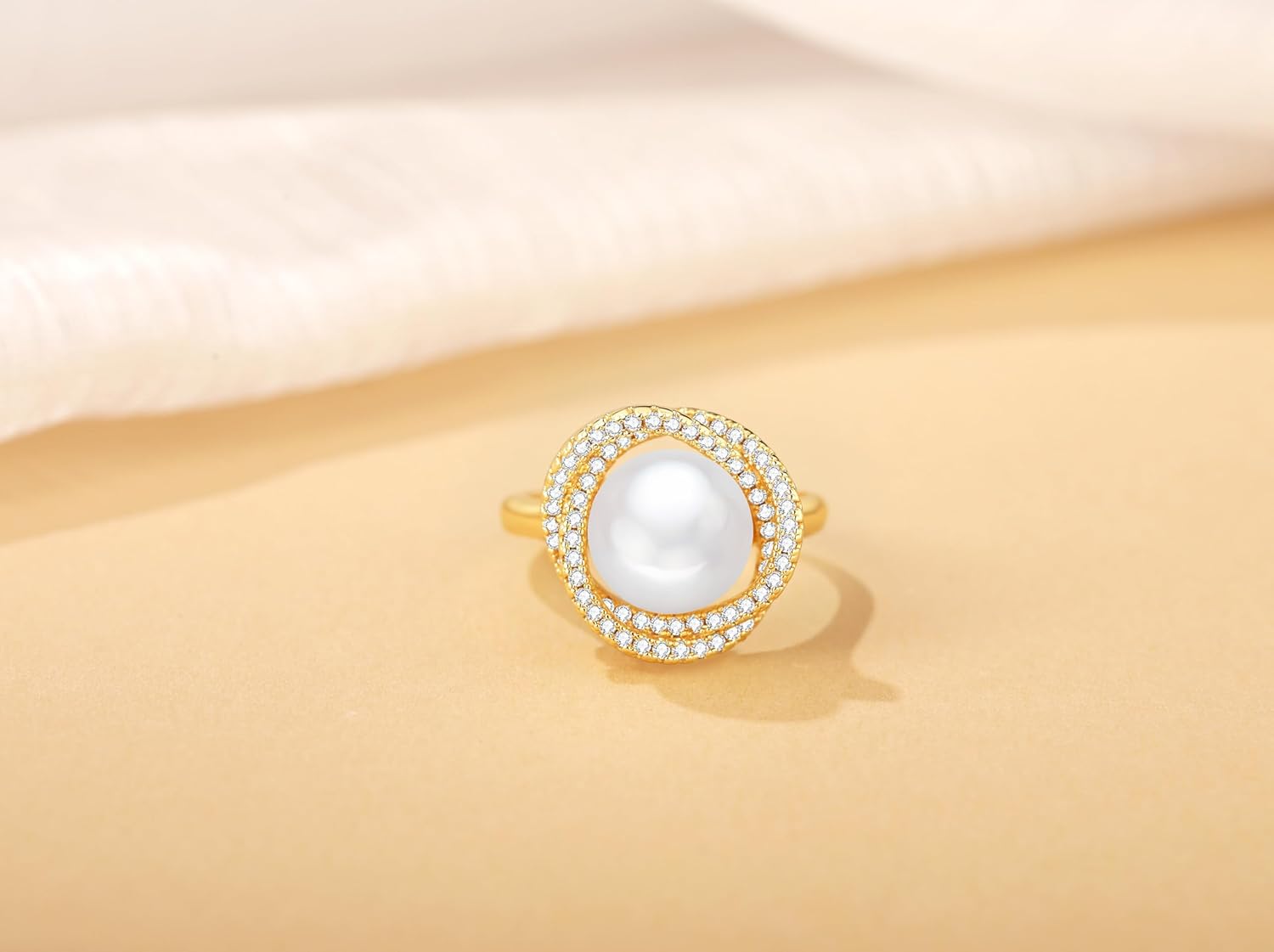 Gold Pearl Rings for Women: Baroque Pearl Ring with Adjustable Design - 18K chunky gold Ladies rings - Statement Fashion Ring Jewelry for Women - Image 5