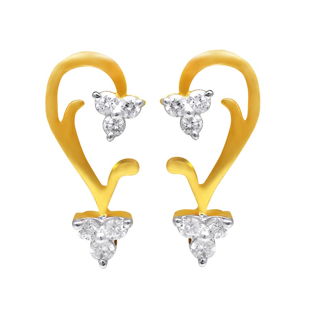 Women Pride Diamond Collection 18K (750) Yellow Gold And Diamond Stud Earrings-image-5