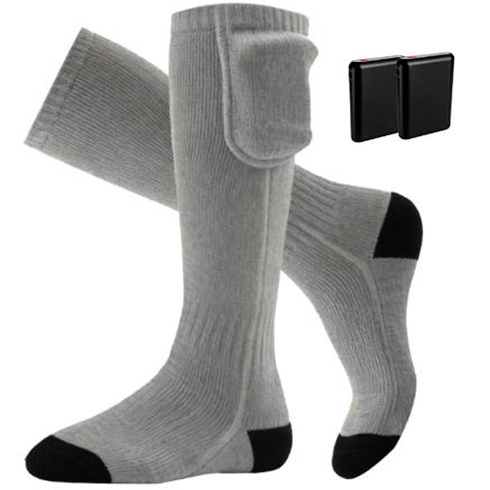 USB Calze Riscaldate, Calzini Riscaldati Uomo Donna, con Batteria da 2×2500 mAh, Scaldapiedi Elettrico per Sport, Sci, Campeggio, Ciclismo