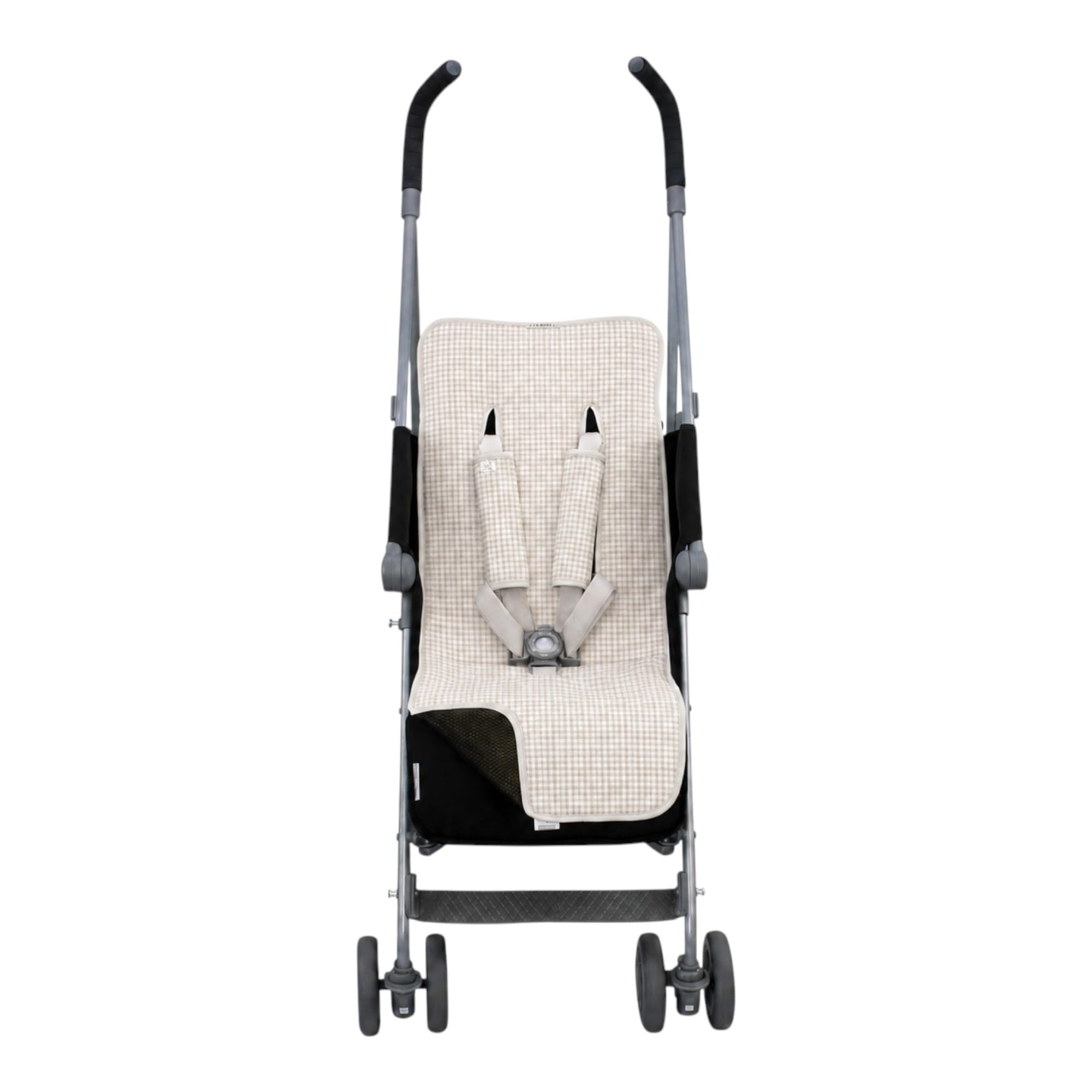 JYOKO KIDS Colchoneta Universal para Cochecito de Bebé y Silla de Paseo Infantil + Protector de Arnés Elaborados en Algodón + Espuma + Tejido 3D Transpirable (Gold Vichy)