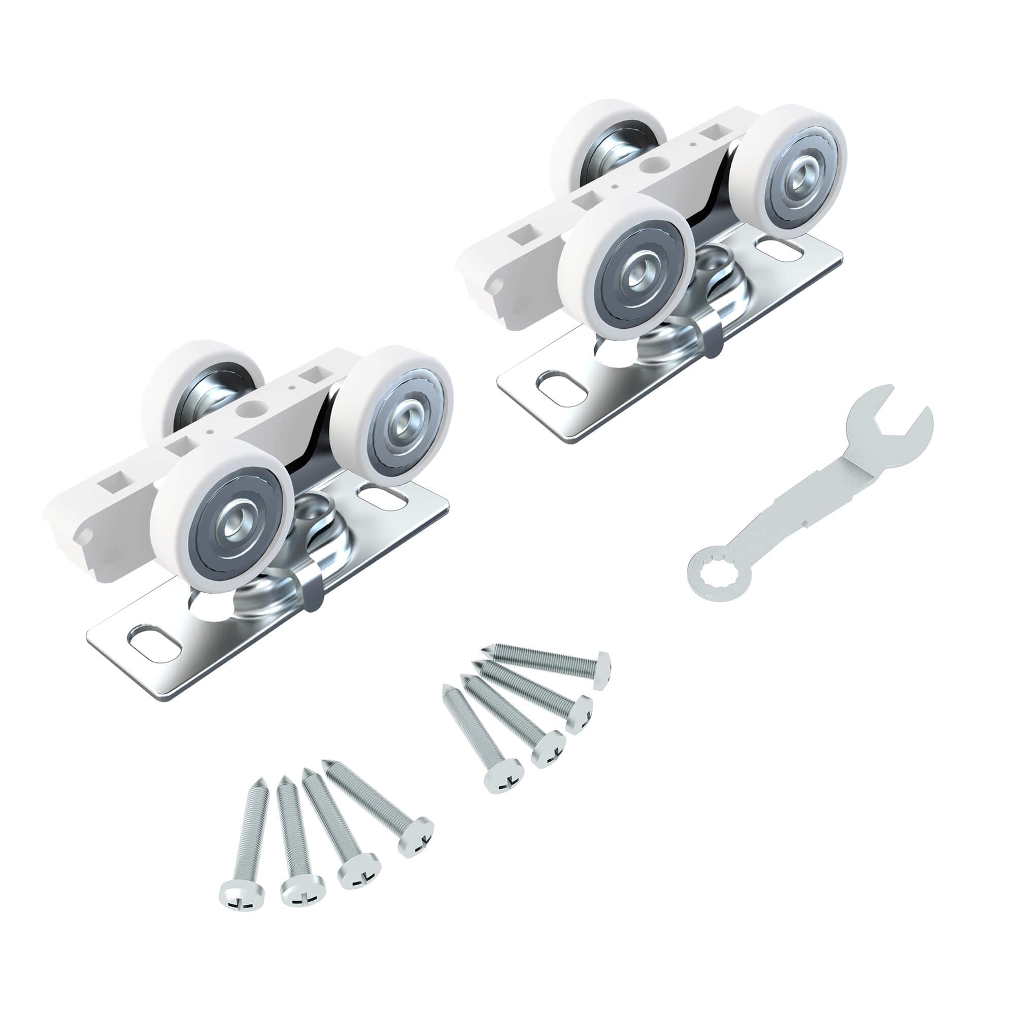 JUBEST Pocket Door Rollers Assembly, Commercial Grade Rollers Replacement, Top Mounted Pocket Door Hangers, 2 Pack