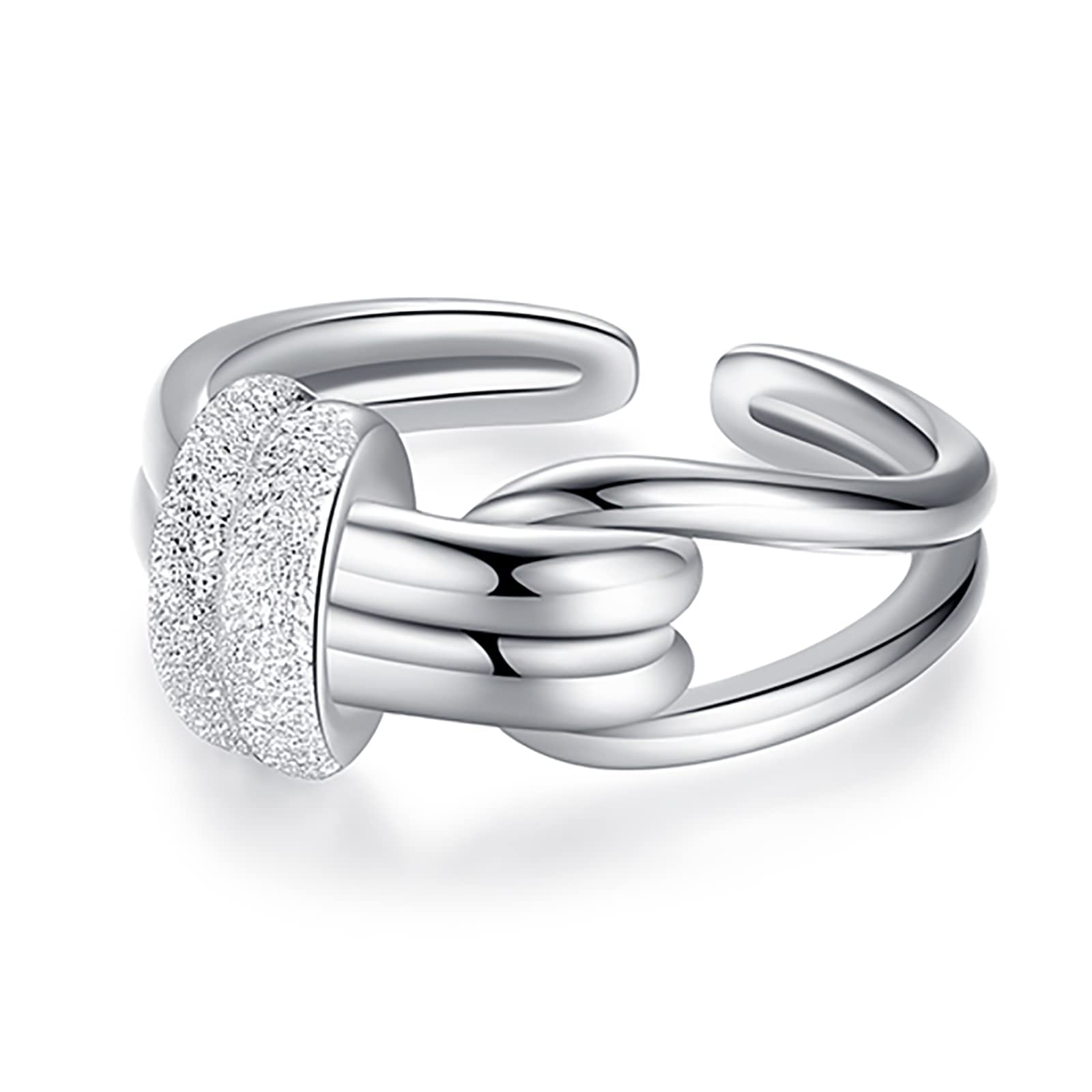 Feng Shui， 925 Sterling dwuwarstwowy Flash diamentowy wiązany pierścionek Retro Eternity węzeł celtycki obrączka regulowane pierścionki biżuteria prezenty dla kobiet