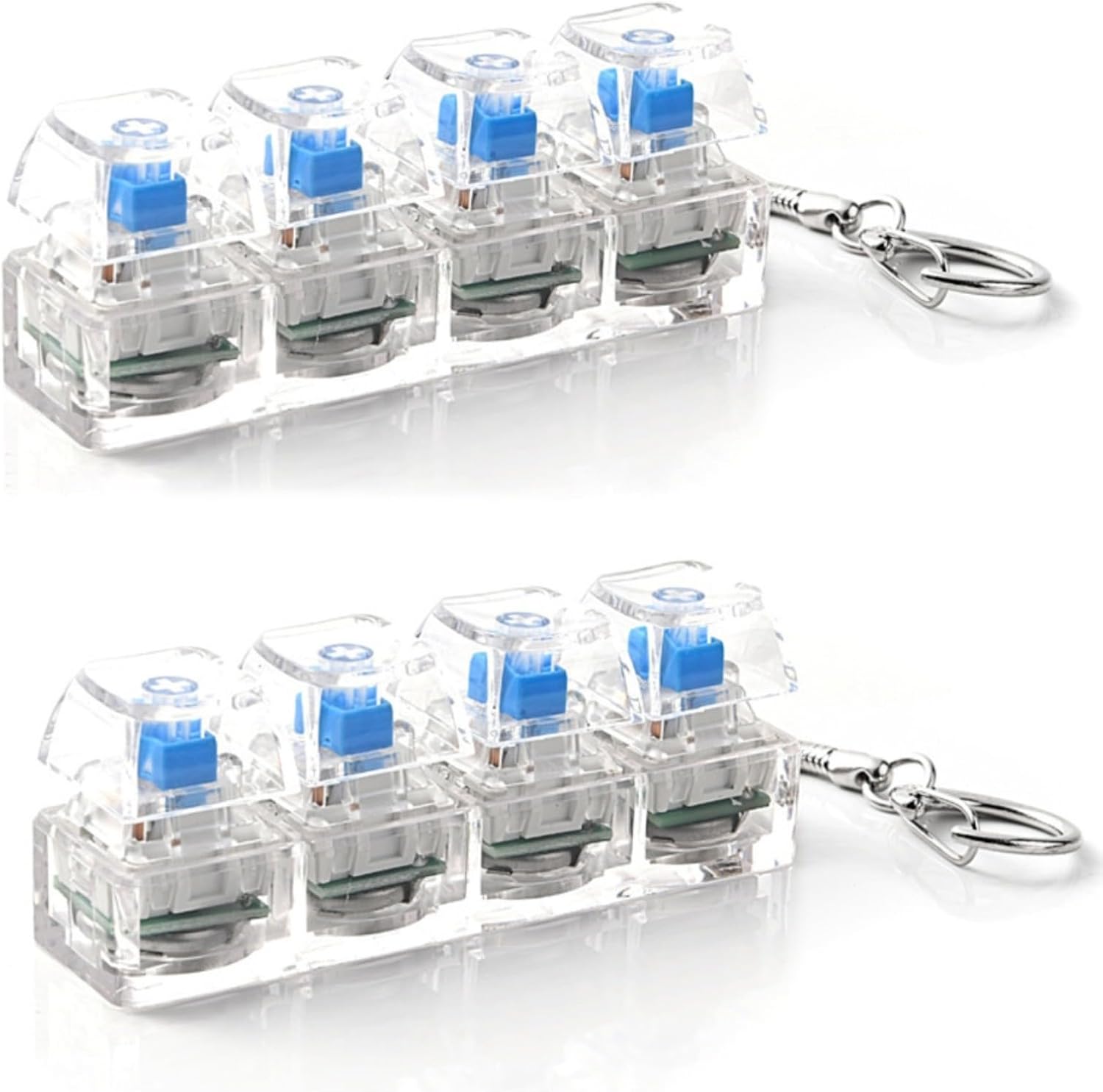 2 Pcs Keyboard Fidget Toy, Portable RGB Light Up Keyboard Fidgets Keychain With LED Light, Anxiety Relief, Cool Gadgets Stress Relief Toys Decompression Gifts(B)