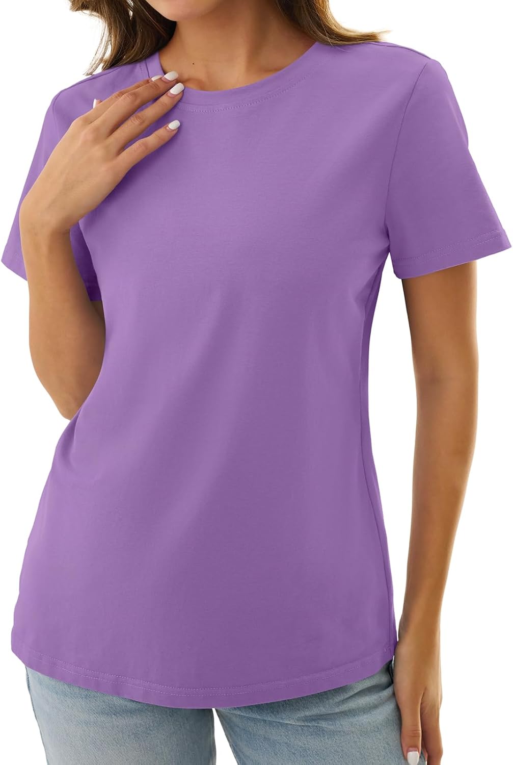 GKBK Women's T Shirts Cotton Short Sleeve Summer Tops Casual Soft Basic Tee image 2