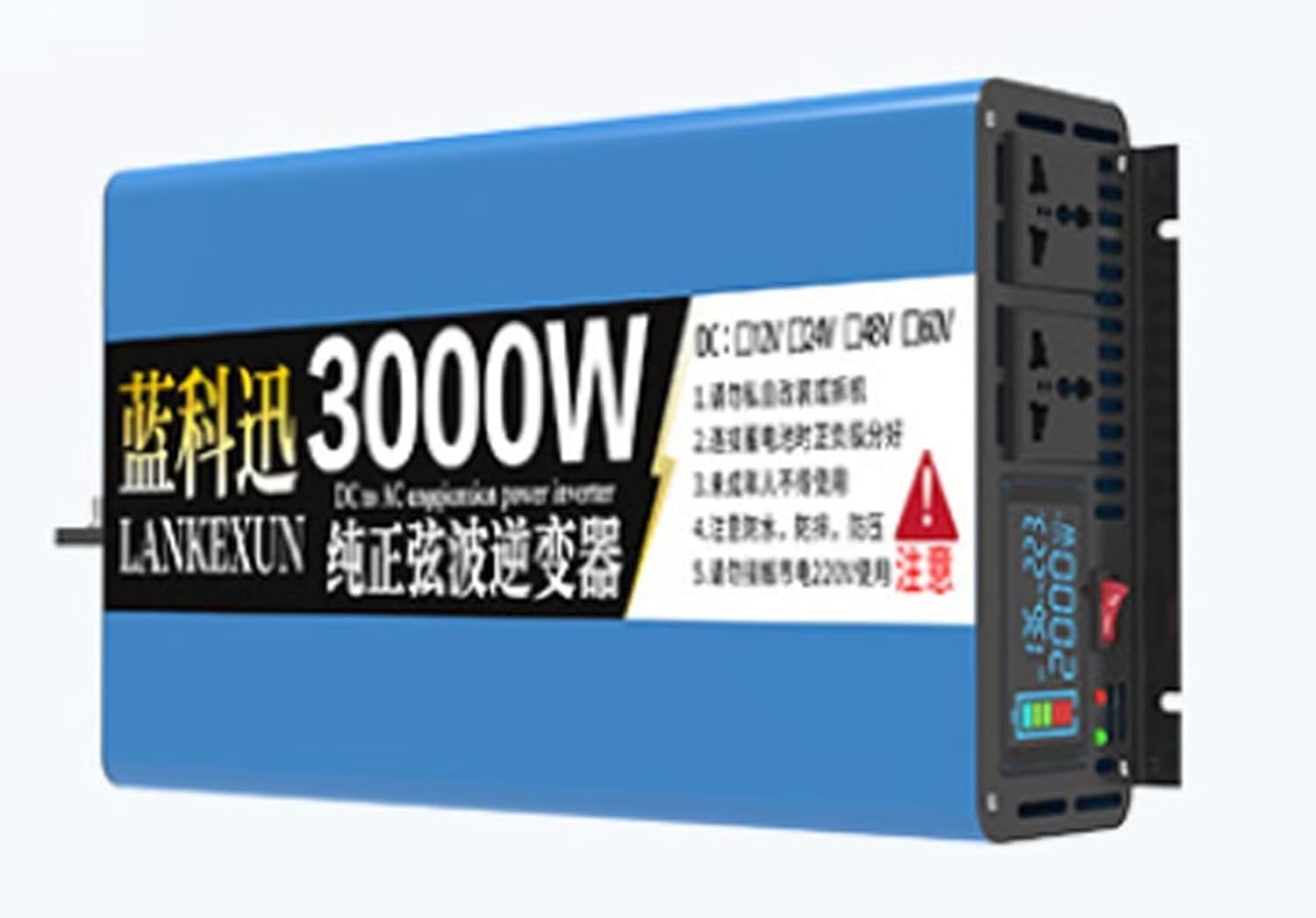 Wechselrichter 3000W Pure Sine Wave Inverter 12V 24V 48V 60V 72V zu 220V 230V Spannungswandler Car Converter Power Inverter DC zu AC Converter mit LED-Anzeige für Outage Notfälle (48V,3000W)