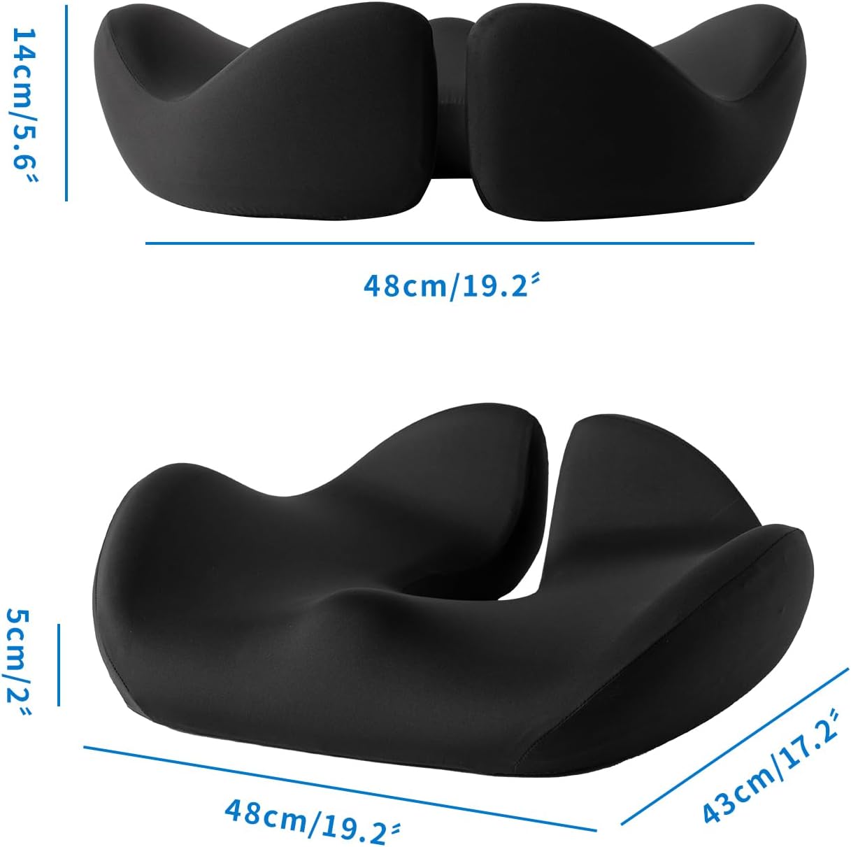 2025 Upgraded XL Memory Foam Tailbone Seat Cushion – Ergonomic Coccyx & Sciatica Support Pillow for Car & Office Chair– Back & Hip Pain Relief – Non-Slip, Comfortable. (Black)