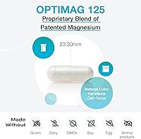 Vista 3 de XYMOGEN OptiMag 125 - Glicinato de magnesio y malato - Apoyo muscular y sistema nervioso - Magnesio diario suave - 120 cápsulas