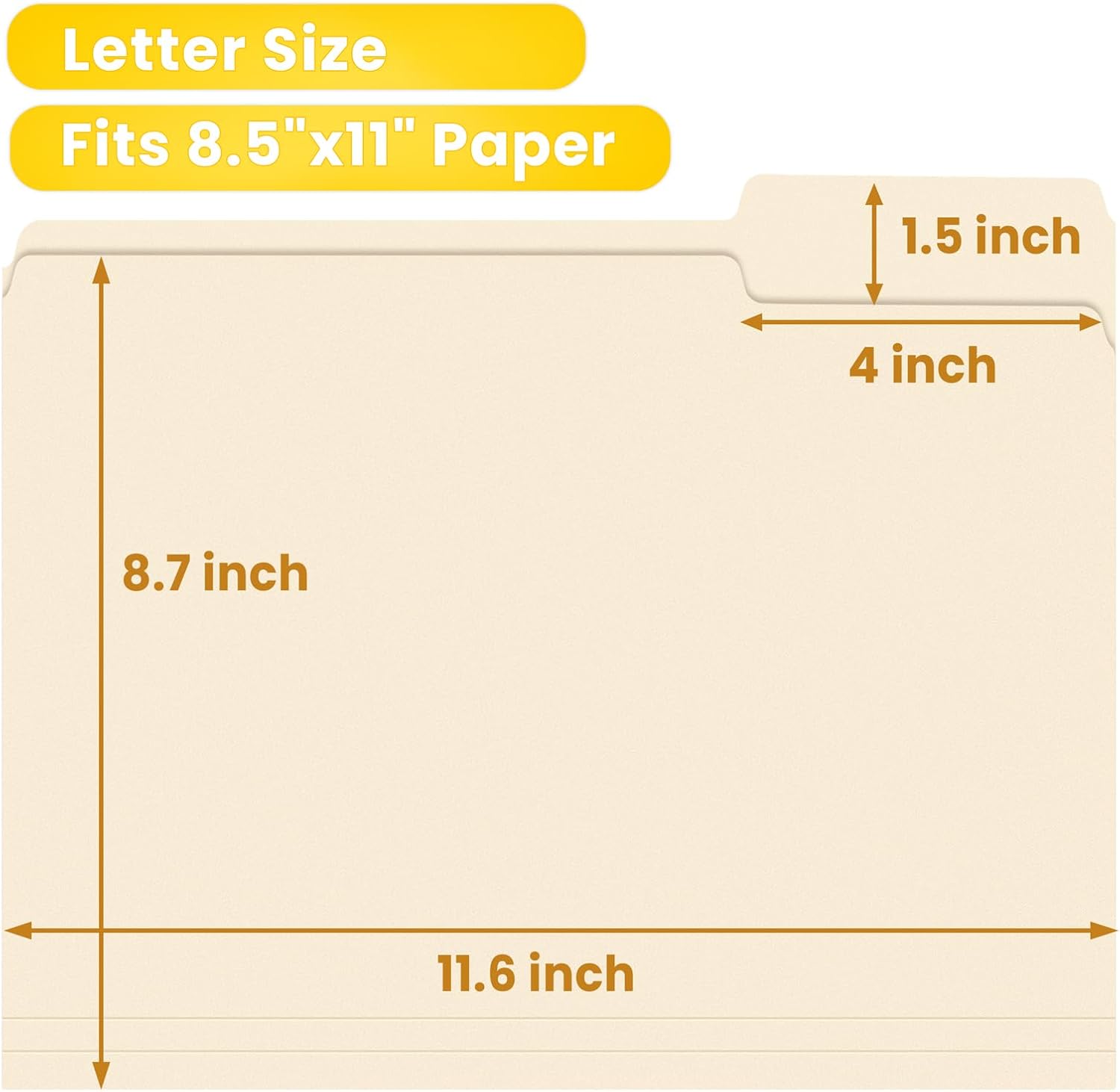 SUNEE File Folders, 30 Pack Manilla Folders 8.5 x 11, 1/3 Cut Tab for Easy Labeling and Organization, Durable Standard Paper for Home, Office, School Filing Manila
