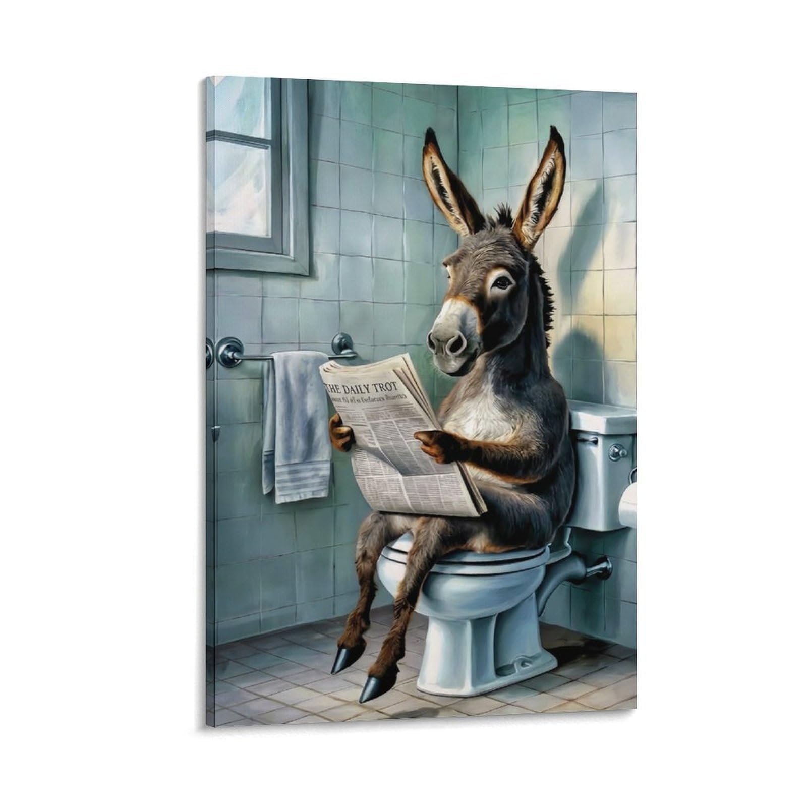 DHBANEIOK Donkey Reading Newspaper Poster Artwork Canvas Prints Picture Modern Wall Art Picture Wall Hanging for Living Room Home Decorations 24x36inch(60x90cm)