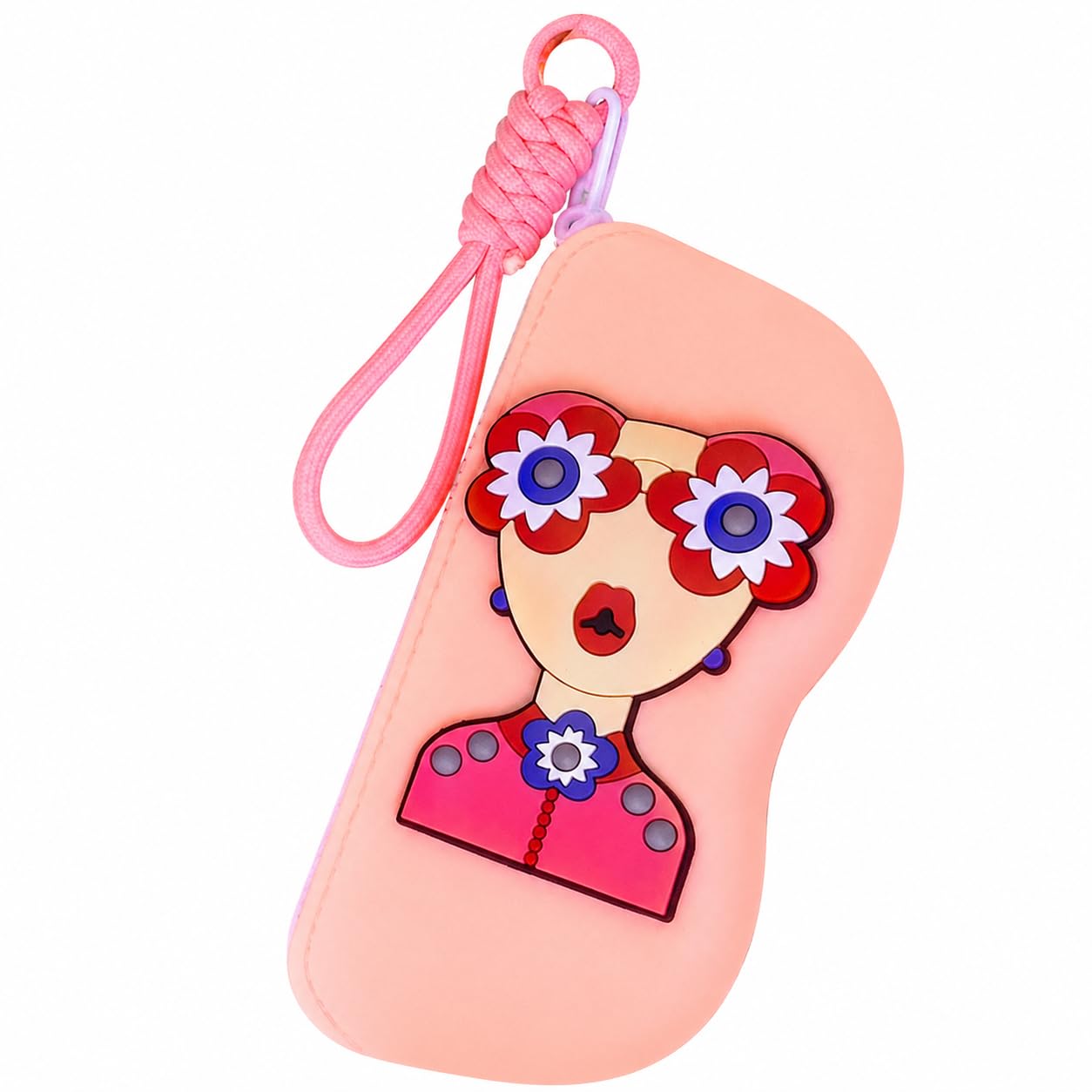 ortono Silicone Glasses Case with Floral Cartoon Girl Design, Wrist Strap, Multicolour, Pack of 1-picture-3