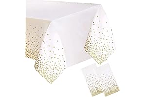 Premium Quality White and Gold Plastic Tablecloth