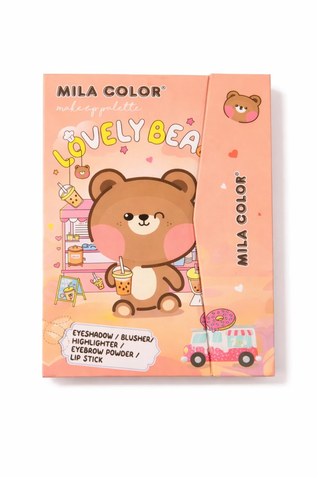 Lovely Bear Kids Makeup Palette Kit for Girls – Eyeshadow, Blusher, Highlighter, Eyebrow Powder & Lipstick Set – Cute Bear Design Safe Pretend Play Cosmetic Kit for Kids Gift (cream)-picture-22
