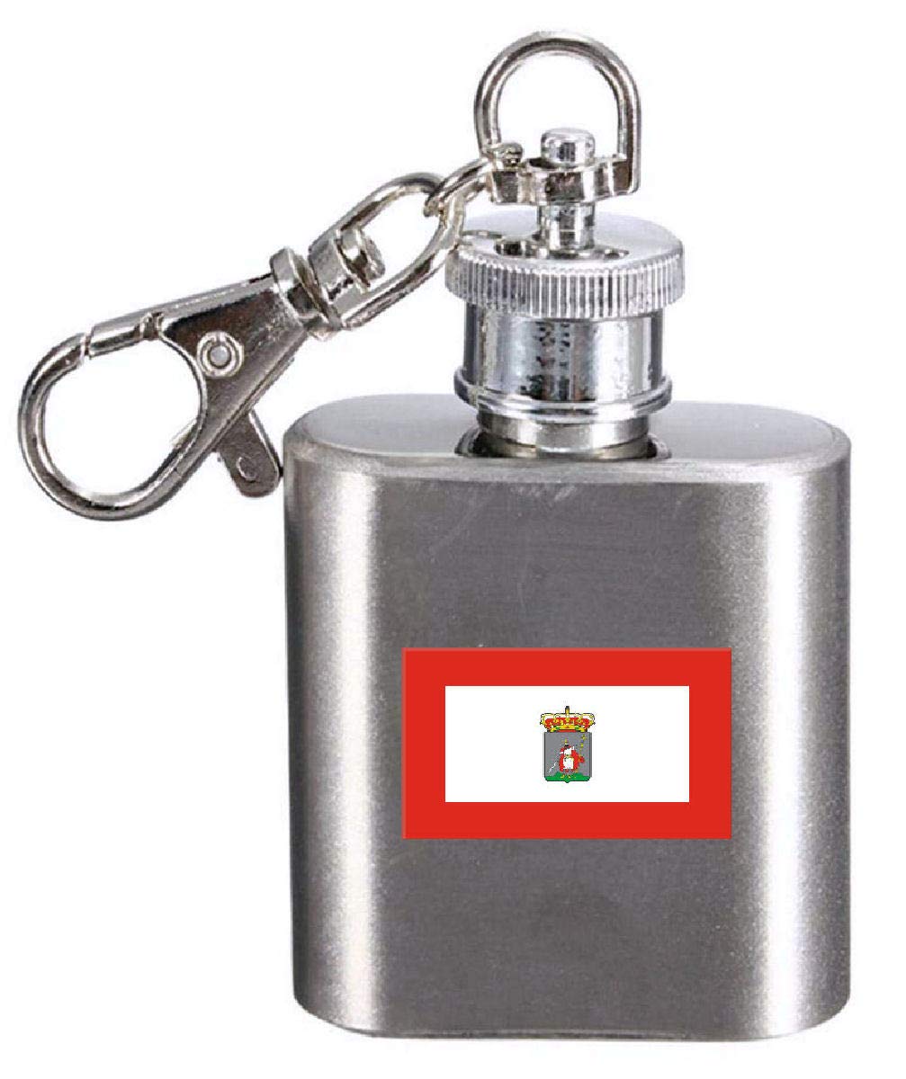 Flasque porte-clés gravé drapeau de Gijon en acier inoxydable mini fiole de poche
