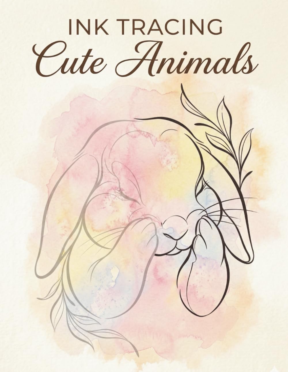 Ink Tracing Art Book:Cute Animals: A Mindful Reverse Coloring Experience | Draw and Fill with One Black Pen | Clear Grey Guides & Muted Watercolor Wash (Haven & Ink Collection)