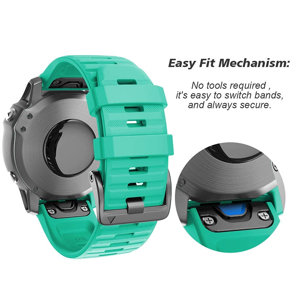 NotoCity Compatible with Fenix 6X Pro Band 26MM Watch bands For Fenix 6X/Fenix 7X/Fenix 5X/Fenix 5X Plus/Fenix 3/HR/Tactix/Descent MK1/D2 Delta PX/D2 Charlie(Teal/yellow/purple)