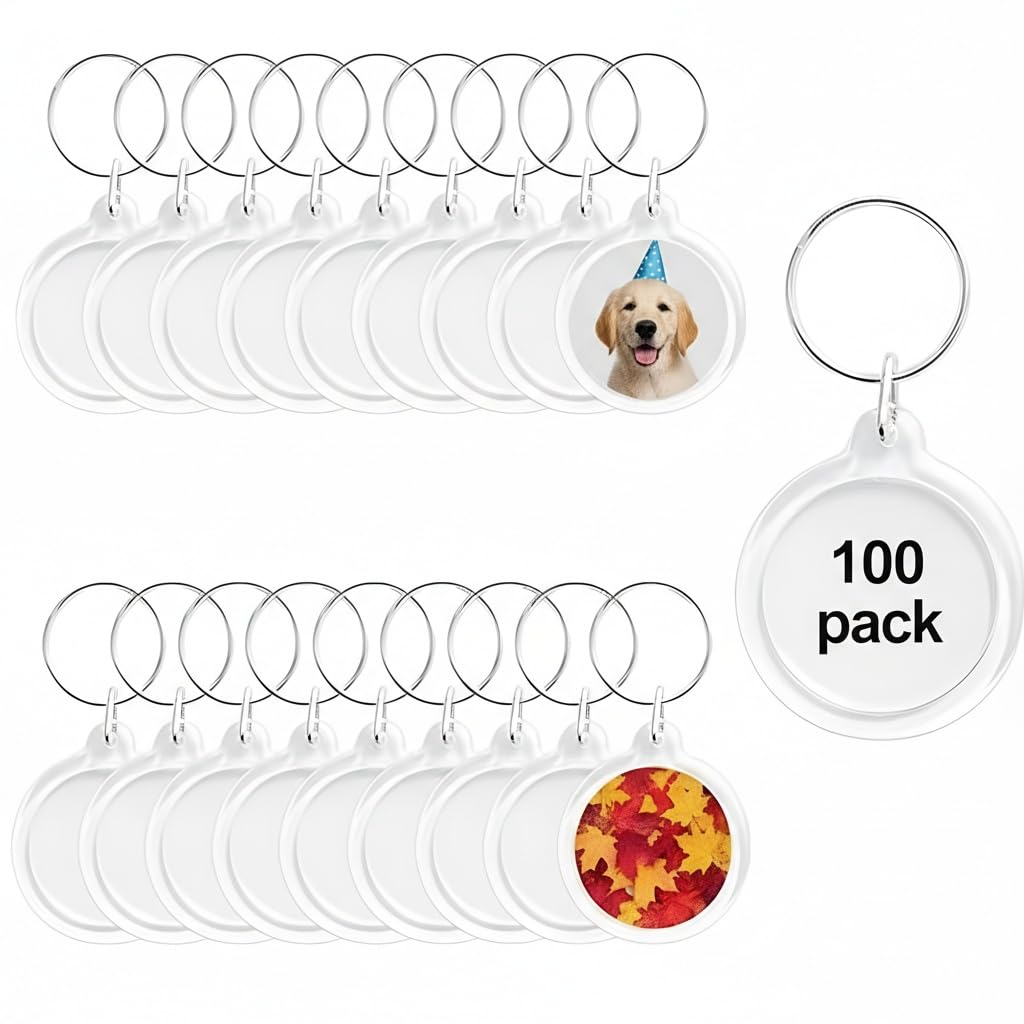 Photo 1 of **MISSING PARTS**
100pcs Circular Acrylic Keychain Blank, Round Clear Photo Keyring Insert for DIY Crafts, Transparent Picture Frame Holder for Wedding Bridal Party Favors & Small Business Branding