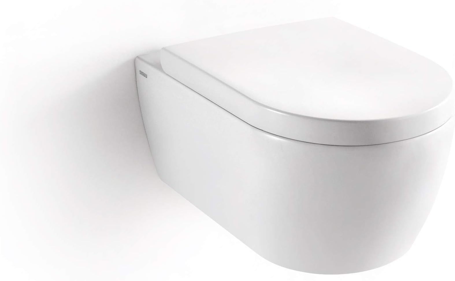 Soho Wall Mounted Toilet Without Flush Rim Toilet Brilliant White with Toilet Seat