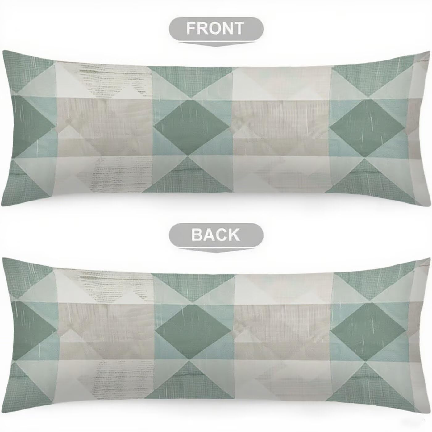 Grün Seitenschläferkissen Bezug 60 x 180 cm Geometrie Seitenschläferkissen mit Unsichtbarem Reißverschluss, Doppelseitig Drucken Samt Verbessern Sie Schlafqualität Body Pillow, Geschenke Fraue B-3581