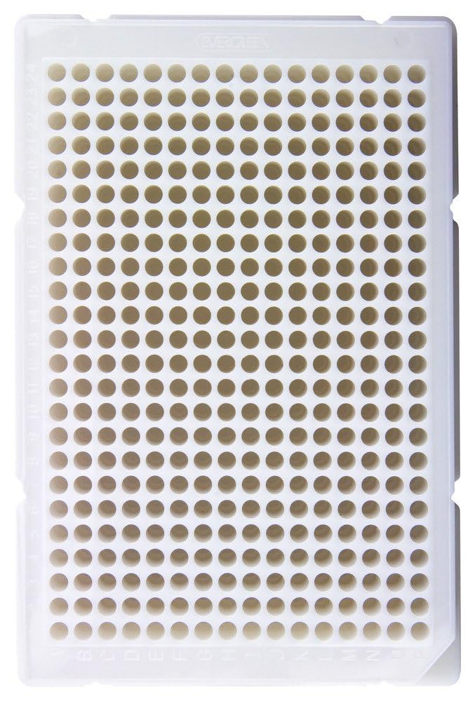Caplugs Evergreen 290-8221-W10 384-Well Non-sterile Plates Without Lid, 60 Pack, White, Polystyrene (PS), Well Volume 0.112 mL, Cell Cultures, Assays, Sample Preparation, Laboratory Research