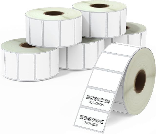 BETCKEY - 38mm x 22mm(1.5 in x 0.85 in) All Purpose Thermal Labels, 1500 Perforated Labels per Roll Compatible with Zebra & More Printers [6 Roll/9000 Labels]