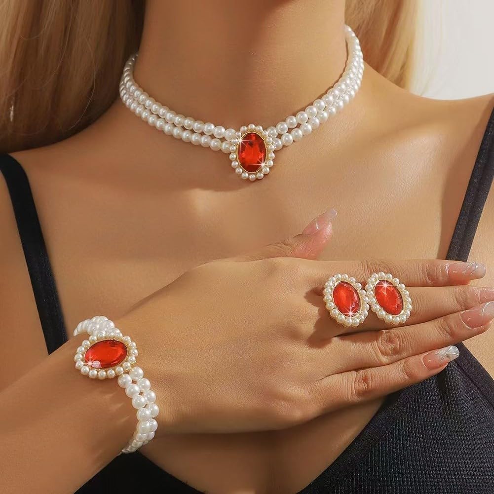 Gargantilla Perlas Imitación Turquesa para estilo Bohemio Gargantilla