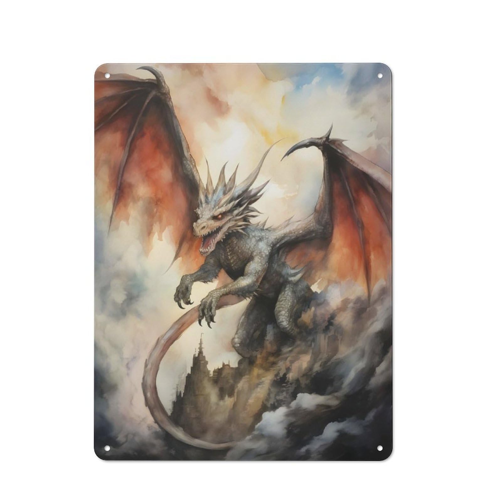 Junmoney Dragon On A Mountain Vintage Tin Sign 40X30cm With For Garage Wall, Suited To People Furnishing A Garage