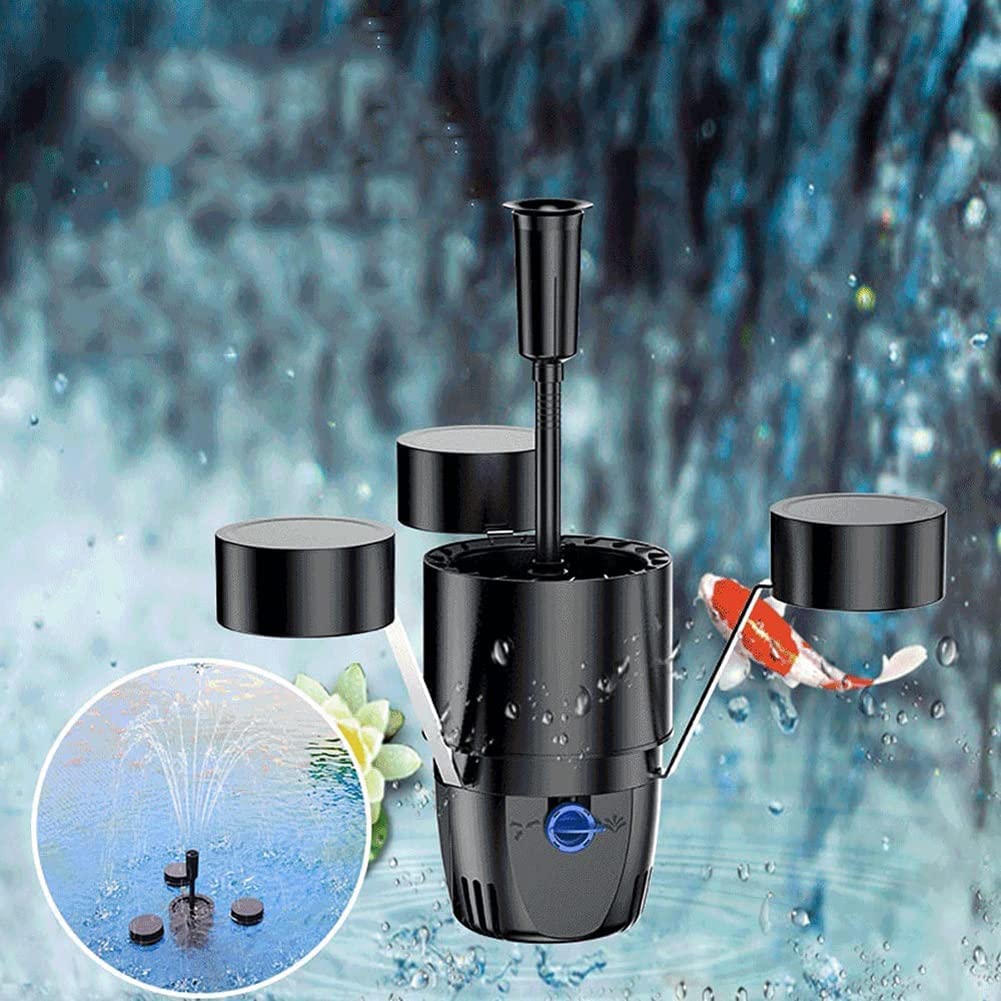 Skimmer per laghetto, skimmer galleggiante 2 in 1 con luce subacquea, raccoglitore di foglie cadute per laghetto con 3 modalità di fontana, chiarificatore per dissipatore di rifiuti per laghetto con