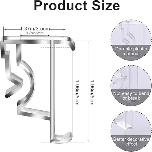 Miniatura 2 de 12 clips para persianas de cenefa de repuesto transparentes de 2 pulgadas, clips de plástico ocultos, clips de repuesto para cenefa de persianas