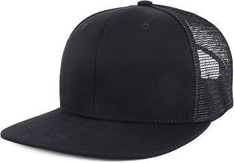 Trendy Apparel Shop Plain Solid Cotton Mesh Flatbill Snapback Cap