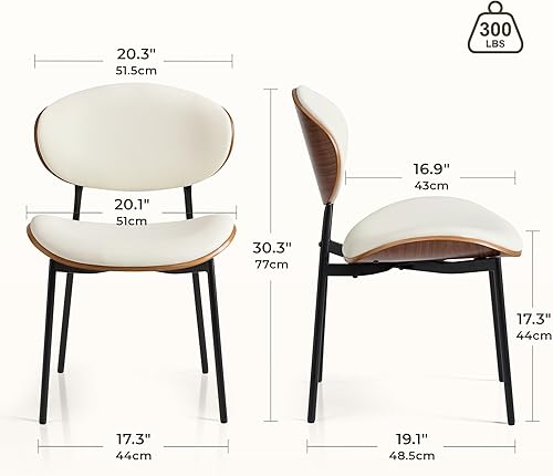 Miniatura 2 de BedsPick Mid-Century - Juego de 4 sillas de comedor modernas tapizadas de piel sintética con respaldo de grano de nogal, sillas de cocina de madera