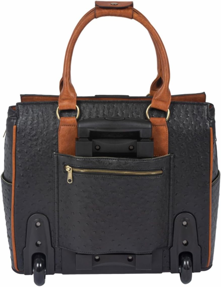 JKM & Company Rolling Laptop Bag for Women | Designer Wheeled Briefcase | Fits 13-17" Laptops | Office Travel Computer Case (Ostrich) - Image 5