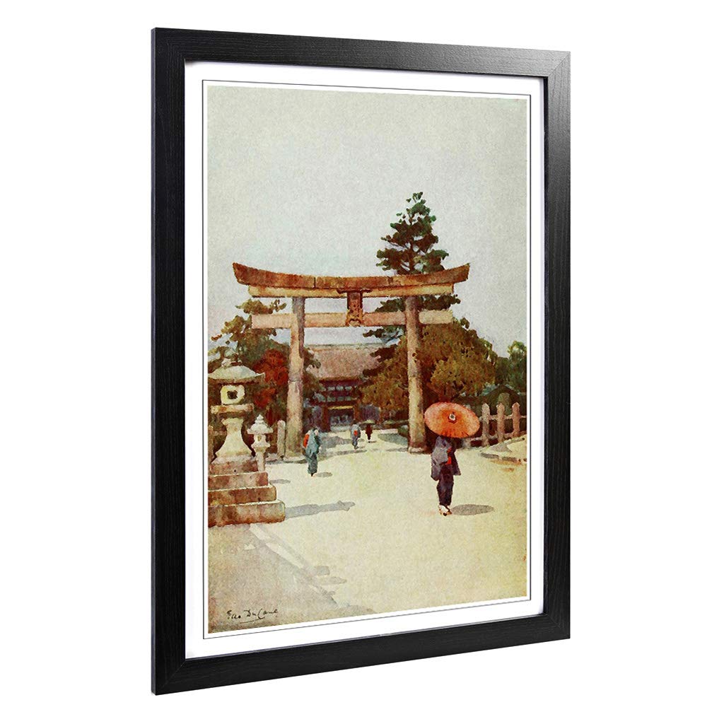 Big Box Art Framed Print of Ella Du Cane Japanese Oriental Portico Sagrado Design | Wall Art Picture| Home Decor for Kitchen, Living Room, Bedroom, Hallway, Black, A2 / 24.5x18 Inch / 62x45cm