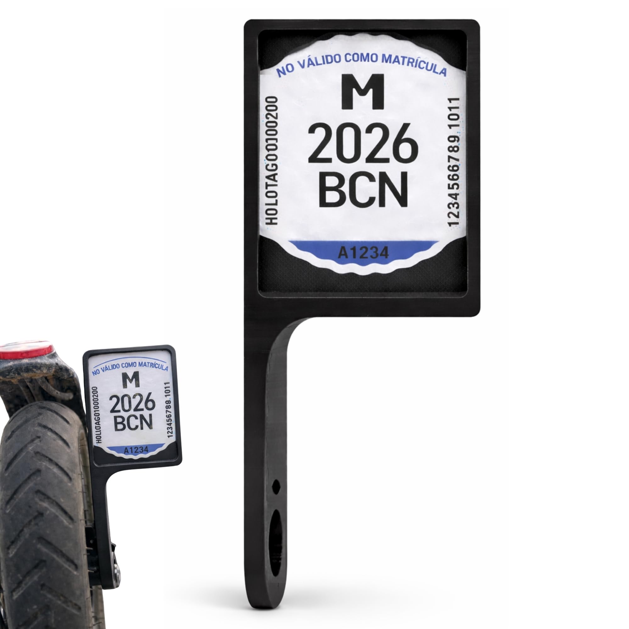 Portamatrícula para Patinete Eléctrico VMP Universal, Soporte Flexible de Placa Identificativa con Fijación por Tornillo, Protector Transparente Extraíble, Accesorio para Scooter (Lado Derecho)