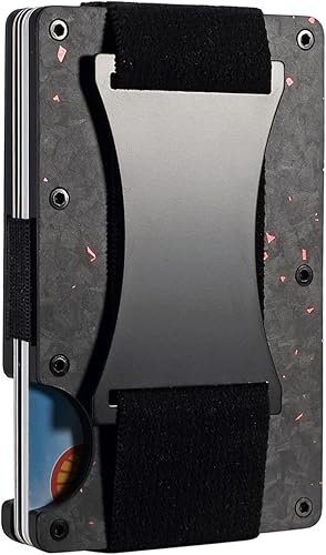 MKVMK Billeteras minimalistas para hombre - Cartera de fibra de carbono - Cartera delgada para hombre, Forged Carbon Red, Minimalista