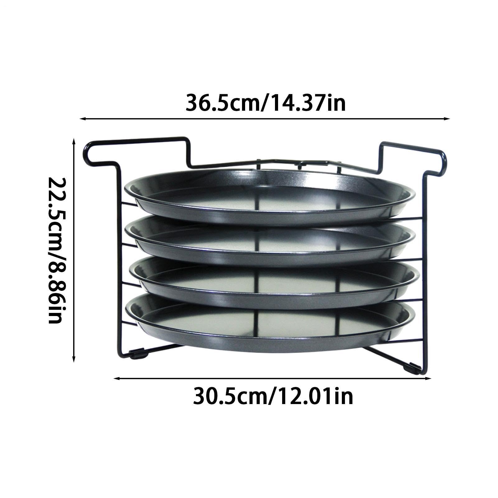 Pizza-Backgestell-Set 4-Etagen Zusammenklappbarer Schwerlast-Ständer | Pizza-Backblech-Gestell für Zuhause, Küche, Restaurant, Party, Brot und Gebäck, Profis, Bäcker und Anfänger