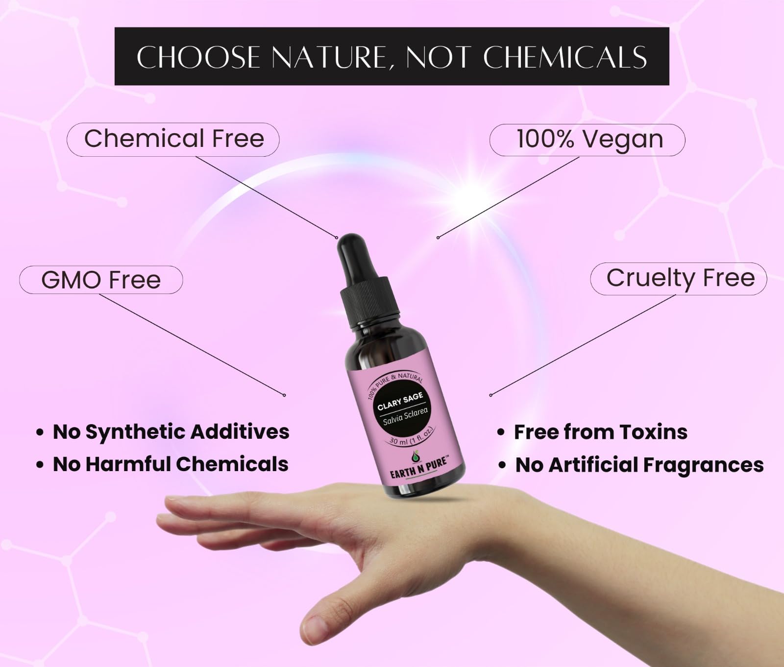 Earth N Pure Clary Sage Essential Oil | 100% Pure & Natural | Steam Distilled | For Aromatherapy, Diffuser, Massage, Skincare & Hair Care | 100ml 2