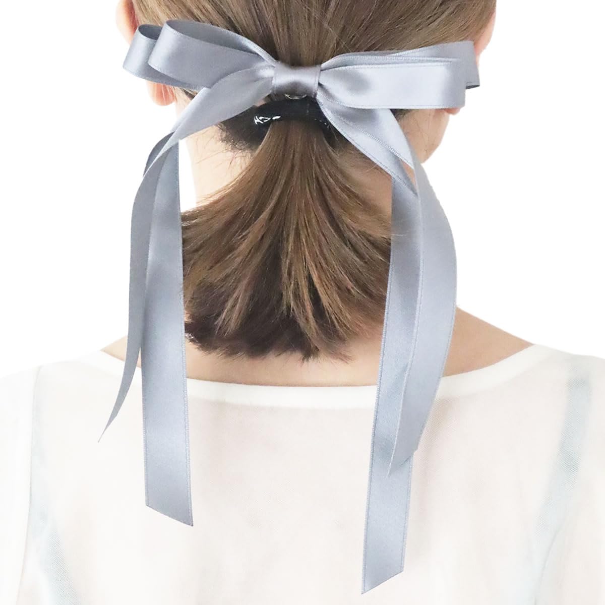Amazon | ヘアゴム リボン サテン 細い ヘアアクセサリー つや消し