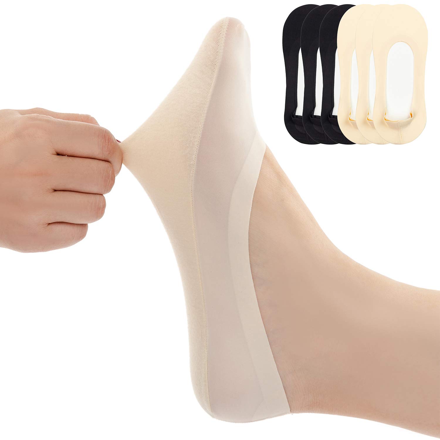 R RELAXIFEWomens No Show Thin Socks Cotton Nylon Low Cut Liner Non Slip hidden Invisible Socks for Flats Sneaker 4-6 pack